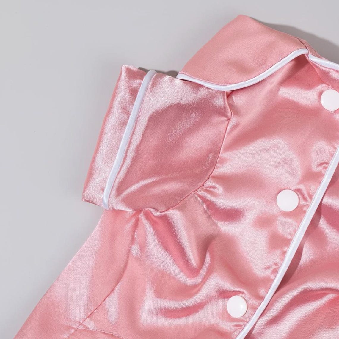 Curated visual reference: Gallery Detail: Luxury Satin Dog Pajamas With Bow Pink Satin Dog Sleepwear