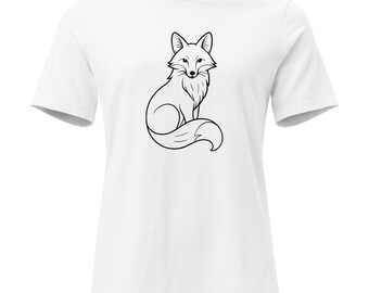 Sitting Fox Line Art T-Shirt | Minimalist Woodland Animal Tee