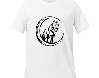 Minimalist Wolf Moon Shirt - Nature Inspired Line Art Tee