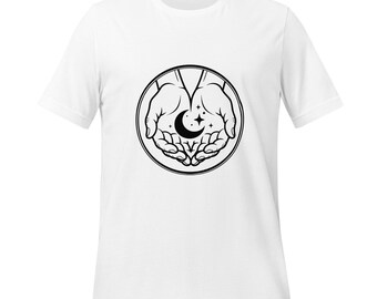 Universum in Händen T-Shirt | Kosmische Linie Kunst | Weltall & Sterne Design