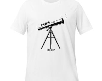 Telescope Symbol T-Shirt | Minimalist Stargazer Design | Cosmic Exploration Graphic