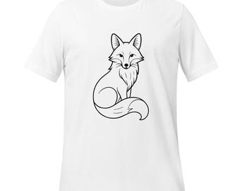 Sitting Fox Line Art T-Shirt | Minimalist Woodland Animal Tee