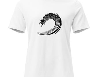 -shirt Surfez sur la vague | Dessin au trait surf minimaliste | T-shirt inspiré des vagues de l'océan pour les amoureux de la plage