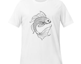 Betta Fish Line Art T-Shirt | Minimalist Siamese Fighting Fish Tee