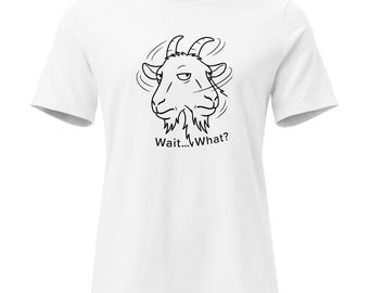 Wait What Goat T-Shirt | Sarcastic Farm Animal Art | Funny Minimal Illustration