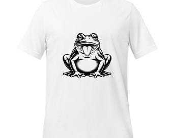 Frog Tongue Illustration T-Shirt | Playful Amphibian Art | Minimal Wildlife Graphic