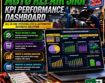 Panel de control de rendimiento KPI para talleres de reparación de automóviles / Solución empresarial integral, personalizada y automatizada