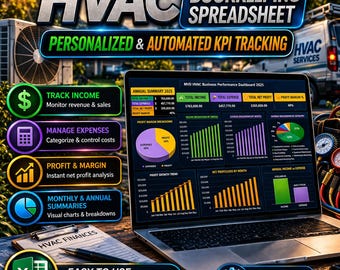 HVAC Bookkeeping Spreadsheet | Personalized & Automated KPI Tracking