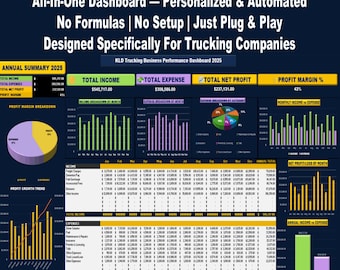 Dashboard delle prestazioni KPI all-in-one per le aziende di autotrasporti / Sistema di monitoraggio finanziario personalizzato e automatizzato