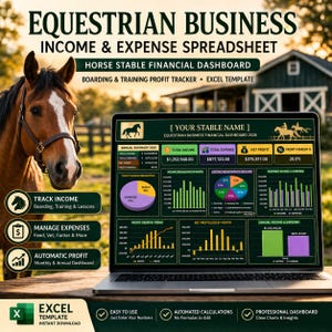 乗馬ビジネス収入支出スプレッドシート｜馬小屋財務ダッシュボード（Excelテンプレート）