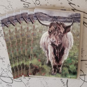 Highland Cow Blank Card, Cow Art Rustic, Highlander Greeting Card, Scottish Country House Art, Farm Animal Pictures, House Gift. Western Art