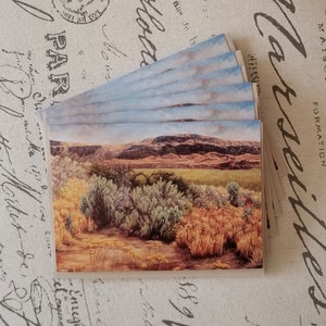 Carte de voeux de paysage de désert, cadeau de crémaillère de décor de mur, impression d’art taupe et pourpre, cadeau d’anniversaire de golfeur, cadeau pour lui, saugebrush