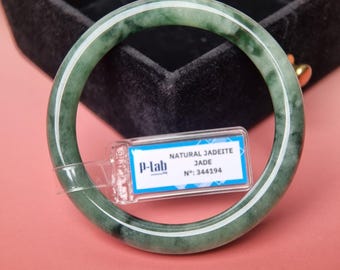 Hellgrüner Jade Armreif 58 mm | Vintage Schmuck Geschenk für sie | Lucky Feng Shui Edelstein Armband