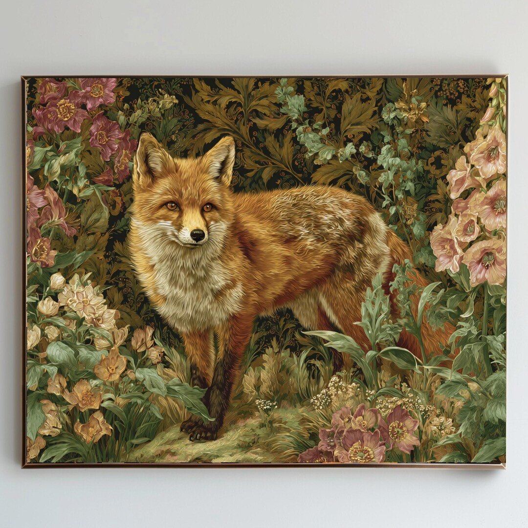 Set of 5 Art Nouveau Fox Vintage Print: William Morris Style (digital ...