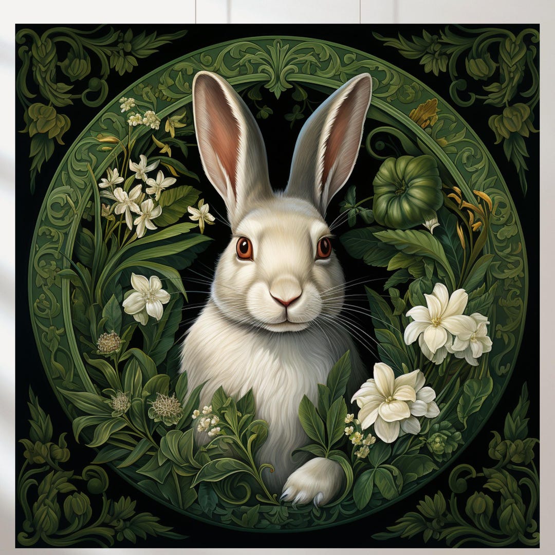 White Rabbit Set of 4 Art Nouveau by William Morris - Etsy