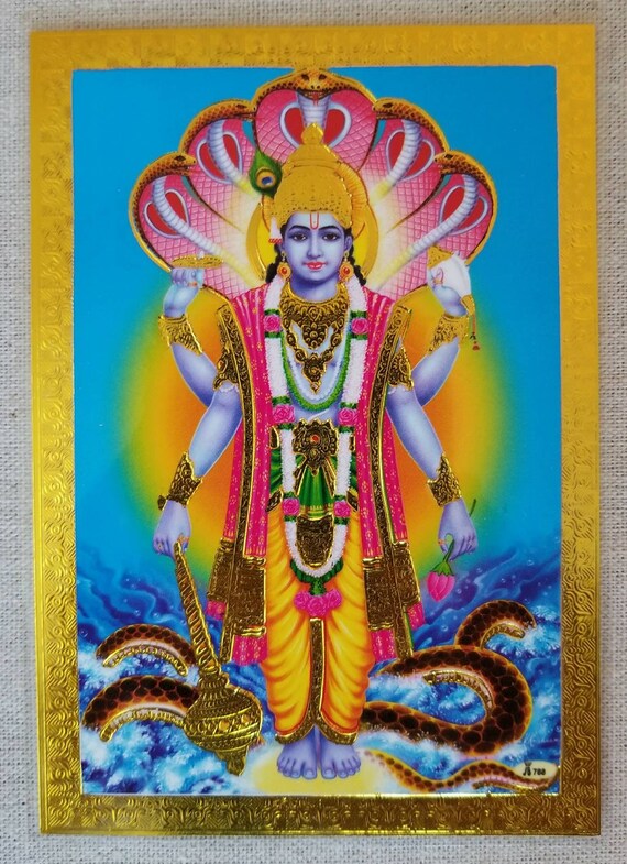 Vishnu card, Lord Vishnu, Hindu God, yoga, meditation card, altar card, prayer card, laminated card Vishnu card, Lord Vishnu, Hindu God, yoga, meditation card, altar card, prayer card, laminated card