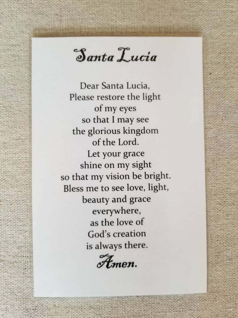 Saint Lucy card Santa Lucia card Catholic altar card altar | Etsy