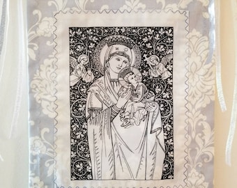 Mother Mary prayer flag, Mother Mary wall art, Mother Mary and baby Jesus Prayer Flag on Art Print