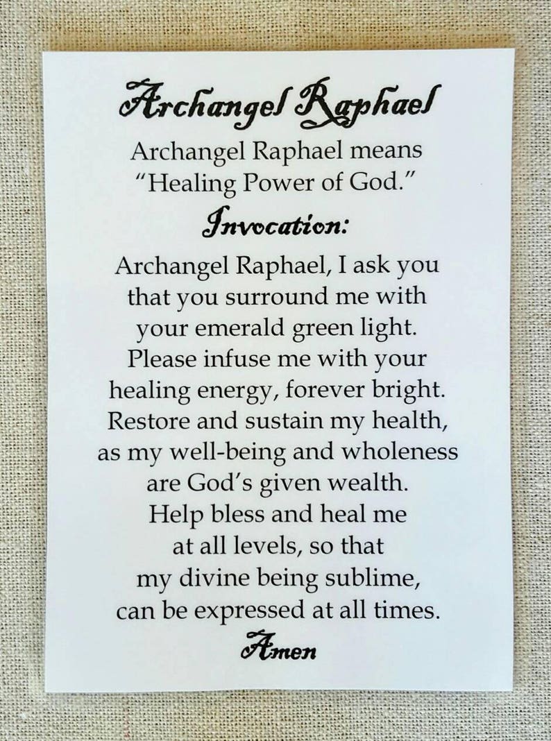 St. Raphael Angel Archangel Raphael Archangel Raphael Card Etsy Canada
