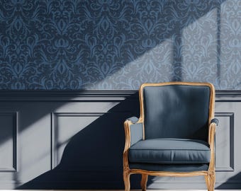 Weathered Vintage Damask Wallpaper, Victorian Gothic Wall Decor, Peel and Stick