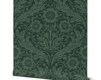 William Morris Inspired Vintage Floral Wallpaper, Heritage Revival Wall Decor, Botanical Removable Wallpaper