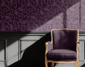 Dark Floral Peel and Stick Wallpaper, Moody Botanical Mural