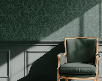 Vintage Damask Wallpaper, Victorian Gothic Wall Decor, Peel & Stick