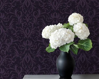 Vintage Damask Wallpaper, Moody Victorian Gothic Wall Décor, Antique Floral, Peel and Stick