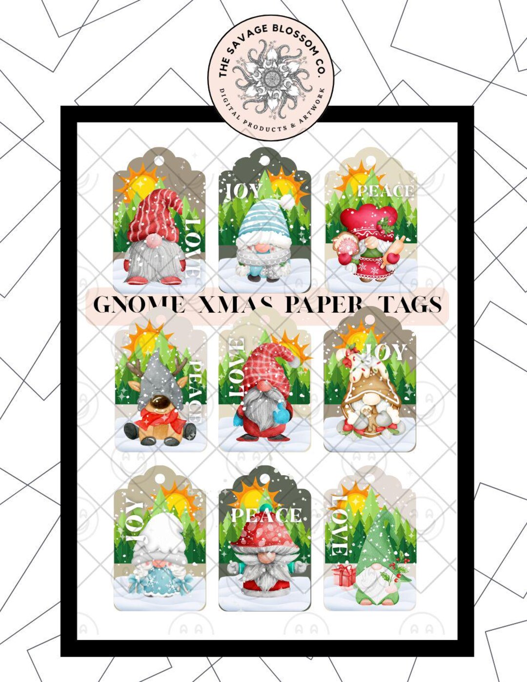 Gnome Xmas Printable Gift Tags | Customizable Canva Link & PDF - Etsy