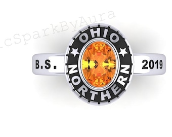 Personalized Graduation Ring • Sterling Silver Class Ring, Birthstone Jewelry