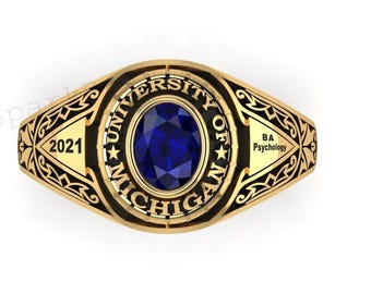 Custom University Class Ring • Sterling Silver Graduation Gift