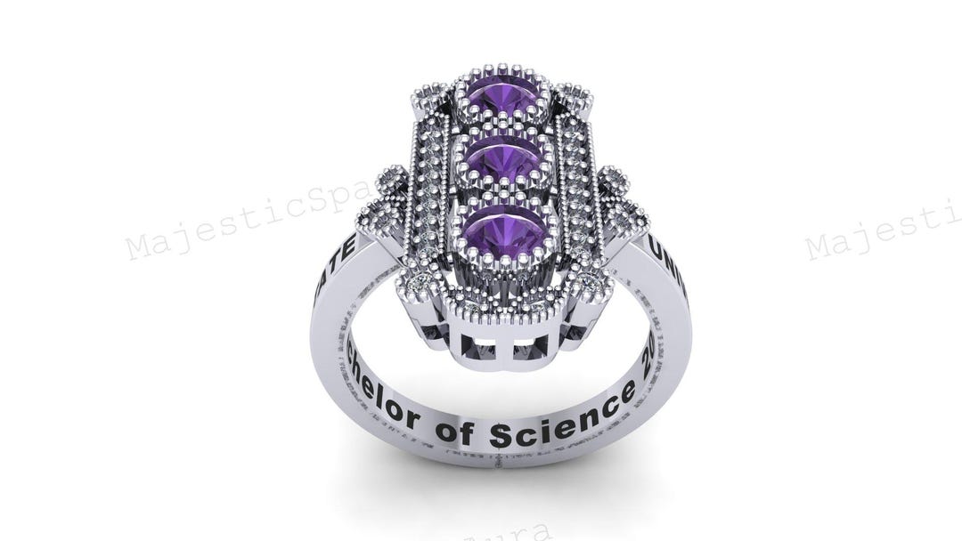 Amethyst Graduation Ring • Sterling Silver Custom Class Ring - Etsy