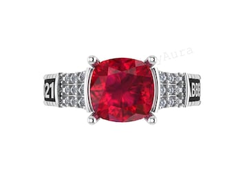 Custom Sterling Silver Class Ring • Birthstone Graduation Jewelry