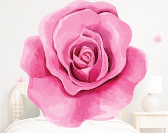 Pink Rose Wall Decal Set 20 Vinyl  Flower Stickers Romantic Floral Art z5325