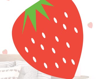 Strawberry Wall Decal Pattern • Fruit Stickers • Removable Vinyl z5329