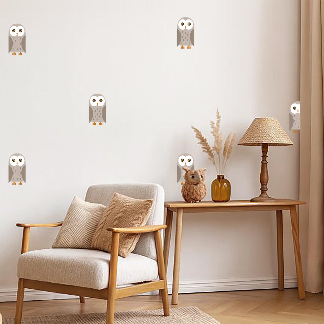 Neutral Owl Wall Decal Set, Kids Room Decor Z5360 - Etsy