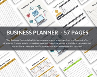 Business Plan Template Printable, Small Business Planner, Expense Tracker, marketing planner, budget planner, SWOT Analysis