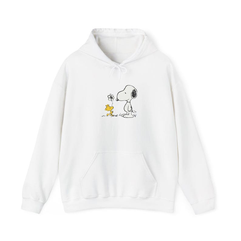 Cute Snoopy & Woodstock Hoodie | Soft, Warm, and Cozy Cotton-Poly Blend Pullover | Gildan 18500 Hoodie | Variety of Colors image 2