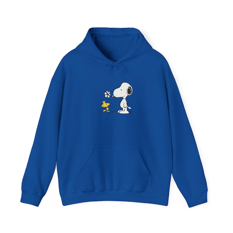Cute Snoopy & Woodstock Hoodie | Soft, Warm, and Cozy Cotton-Poly Blend Pullover | Gildan 18500 Hoodie | Variety of Colors image 9