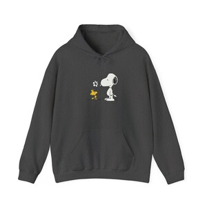Cute Snoopy & Woodstock Hoodie | Soft, Warm, and Cozy Cotton-Poly Blend Pullover | Gildan 18500 Hoodie | Variety of Colors image 8