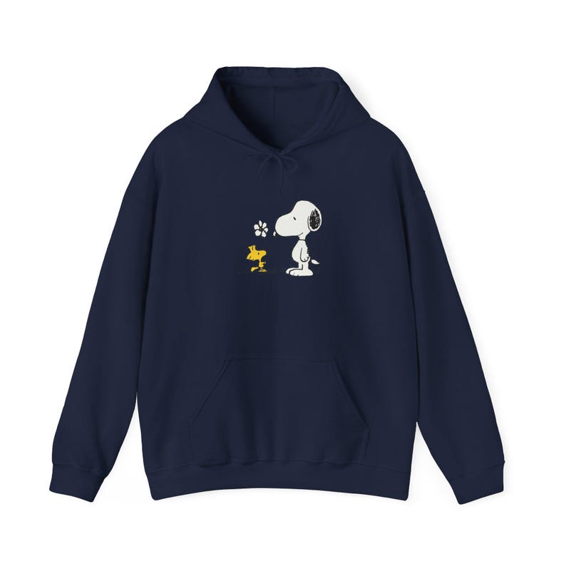 Cute Snoopy & Woodstock Hoodie | Soft, Warm, and Cozy Cotton-Poly Blend Pullover | Gildan 18500 Hoodie | Variety of Colors image 10