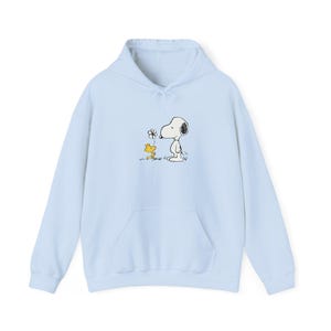 Cute Snoopy & Woodstock Hoodie | Soft, Warm, and Cozy Cotton-Poly Blend Pullover | Gildan 18500 Hoodie | Variety of Colors image 1