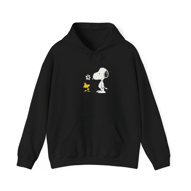 Cute Snoopy & Woodstock Hoodie | Soft, Warm, and Cozy Cotton-Poly Blend Pullover | Gildan 18500 Hoodie | Variety of Colors image 3