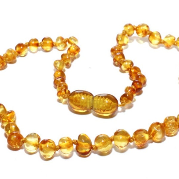 Baltic Amber Teething Necklace - Honey Marmalade Color - Made in Canada