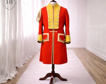 Britse 44e Regiment officiersjas | Rood militair jack | 18e-eeuws uniform | Historisch re-enactmentkostuum