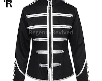 Black Zip Up Banned Military Drummer Jacket | Parade Band Uniform Wool Costume Coat