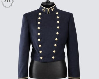 Amerikaans marineblauw vintage marinejack uit de jaren 60 | Militair uniformjasje | Jas met dubbele rij knopen