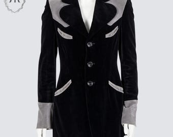 Granny Takes A Trip Velvet Coat Men | Black Velvet Blazer Retro 70s Style Jacket