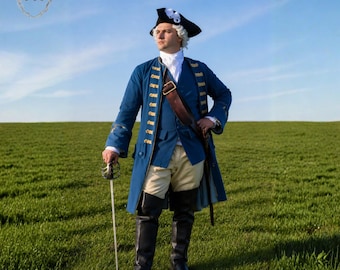 18th Century British Army Officer Uniform Coat | Historical Reenactment Jacket | Colonial Military Costume