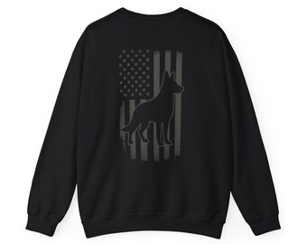 German Shepherd Silhouette American Flag Sweatshirt | Crewneck